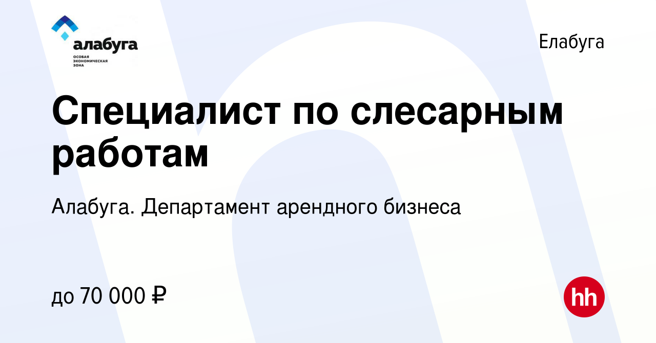 Вакансия Специалист по слесарным работам в Елабуге, работа в компании  Алабуга. Департамент арендного бизнеса (вакансия в архиве c 13 января 2024)