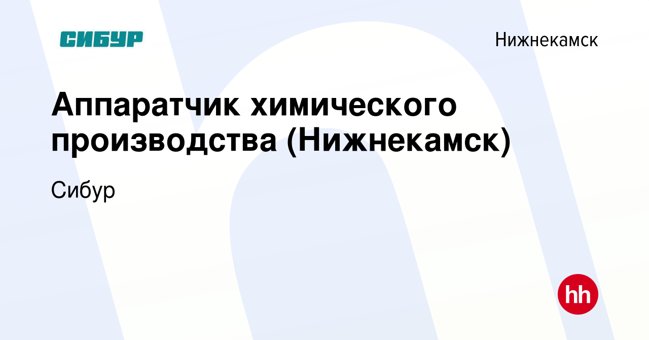 Вакансия Аппаратчик химического производства (Нижнекамск) в Нижнекамске,  работа в компании Сибур (вакансия в архиве c 7 ноября 2023)