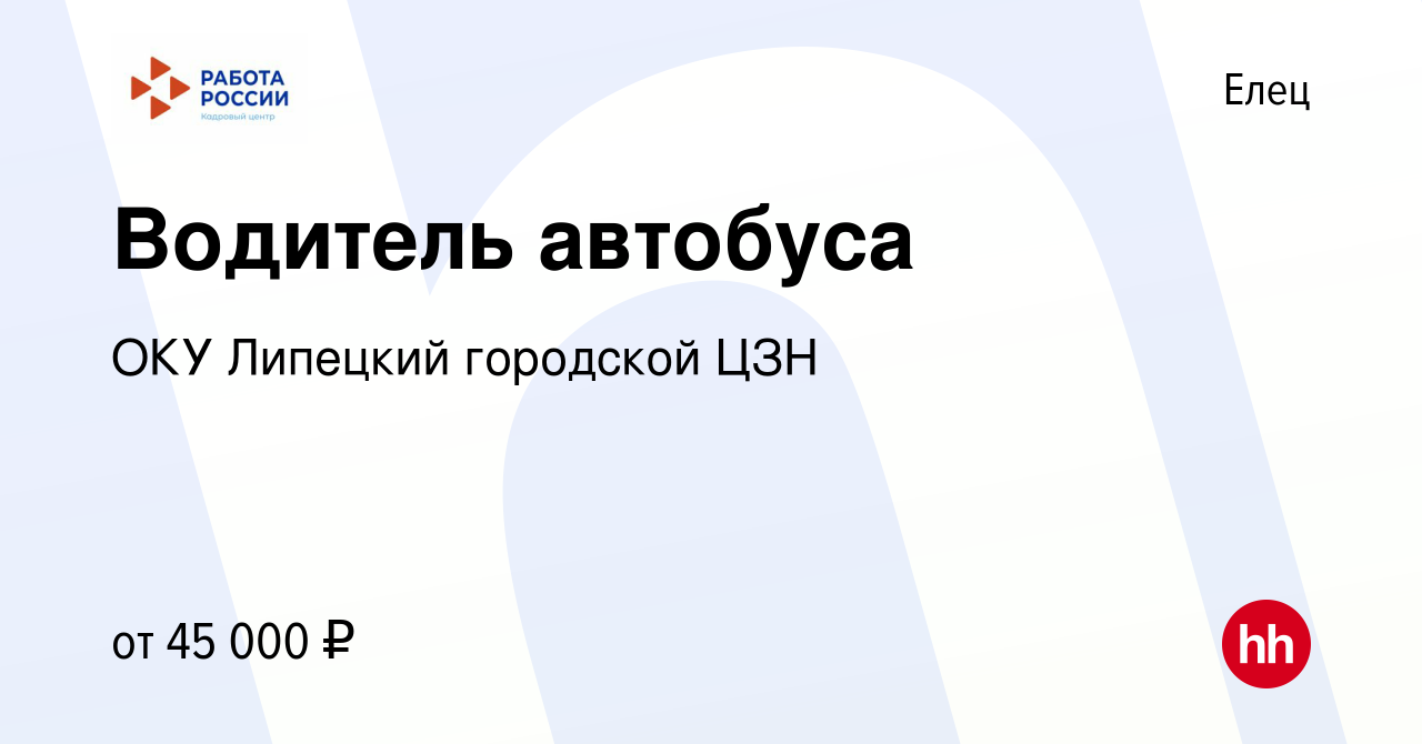 Вакансия Водитель автобуса в Ельце, работа в компании ОКУ Липецкий  городской ЦЗН