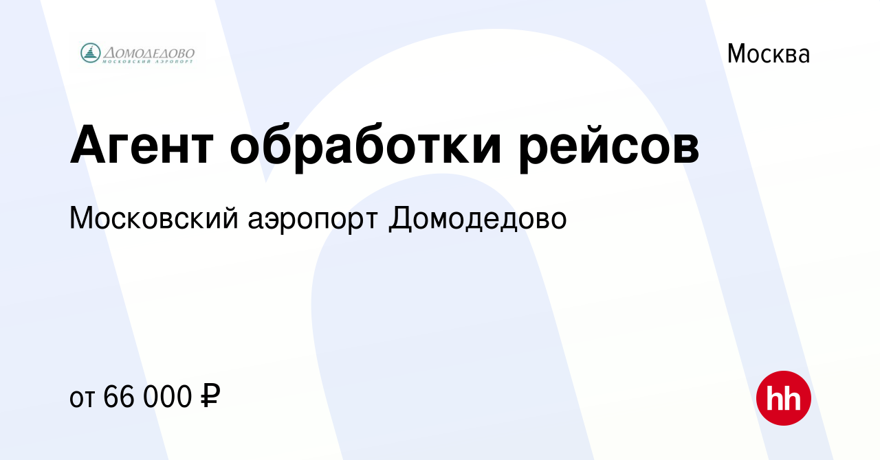 Вакансия Агент обработки рейсов в Москве, работа в компании Московский аэропорт  Домодедово (вакансия в архиве c 22 марта 2024)