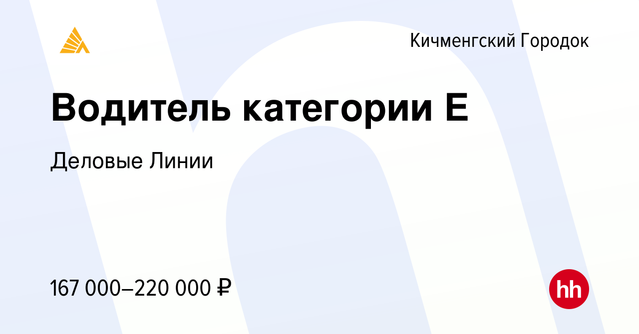 Вакансия Водитель категории Е в Кичменгском Городке, работа в компании  Деловые Линии (вакансия в архиве c 19 ноября 2023)