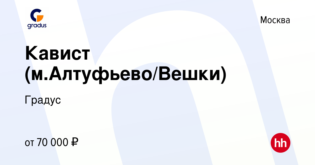 Вакансия Кавист (м.Алтуфьево/Вешки) в Москве, работа в компании Градус  (вакансия в архиве c 16 января 2024)