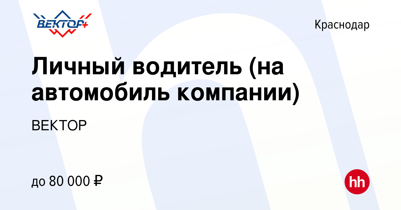 Вакансия Личный водитель (на автомобиль компании) в Краснодаре, работа в  компании ВЕКТОР (вакансия в архиве c 1 декабря 2023)