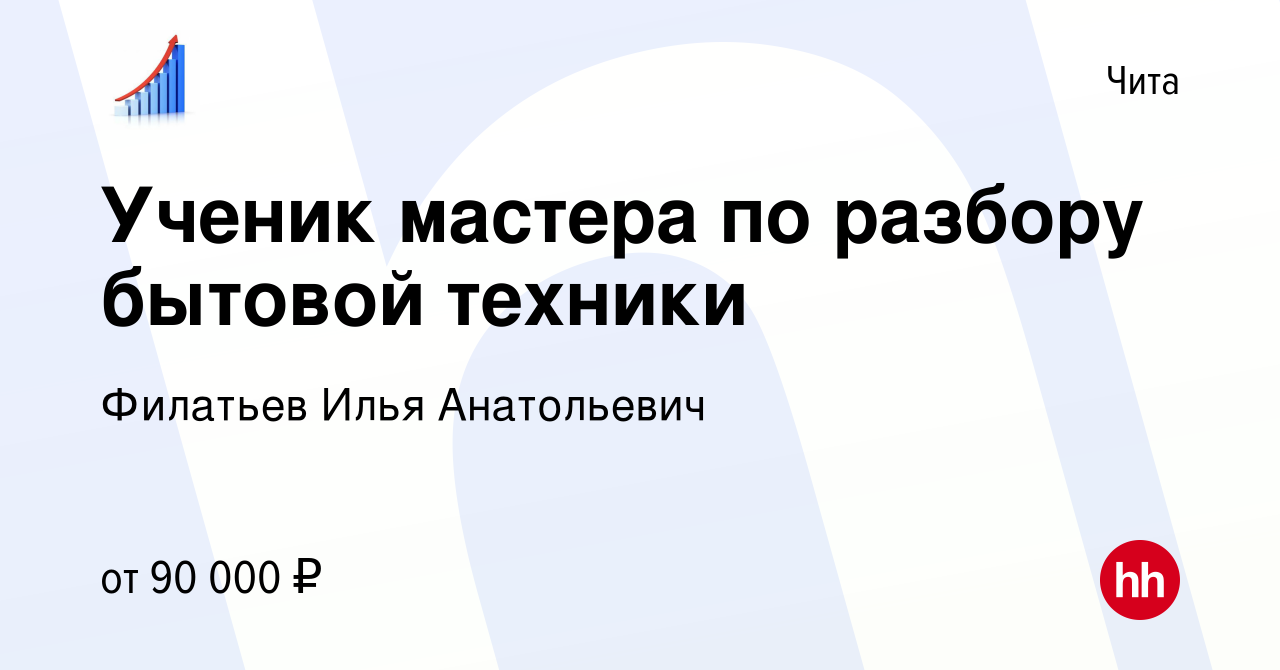 Вакансия Ученик мастера по разбору бытовой техники в Чите, работа в  компании Филатьев Илья Анатольевич (вакансия в архиве c 11 января 2024)