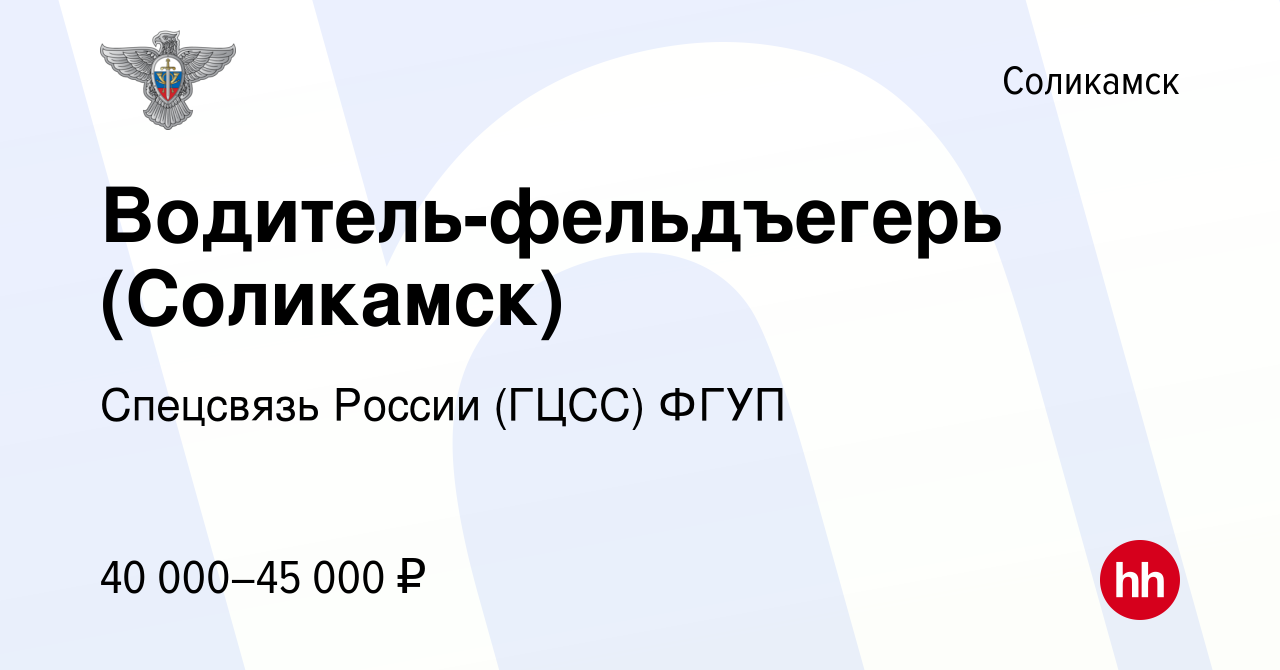 Вакансия Водитель-фельдъегерь (Соликамск) в Соликамске, работа в компании  Спецсвязь России (ГЦСС) ФГУП (вакансия в архиве c 27 апреля 2024)