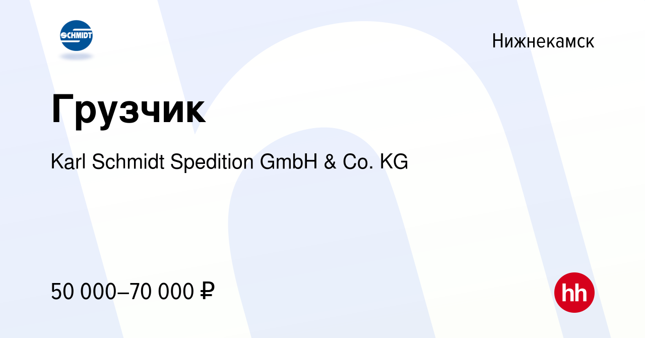 Вакансия Грузчик в Нижнекамске, работа в компании Karl Schmidt Spedition  GmbH & Co. KG (вакансия в архиве c 14 декабря 2023)