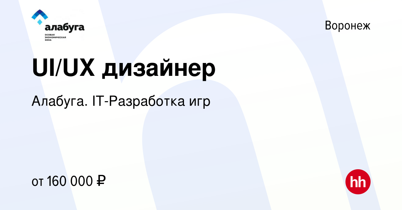 Вакансия UI/UX дизайнер в Воронеже, работа в компании Алабуга. IT-Разработка  игр (вакансия в архиве c 20 декабря 2023)