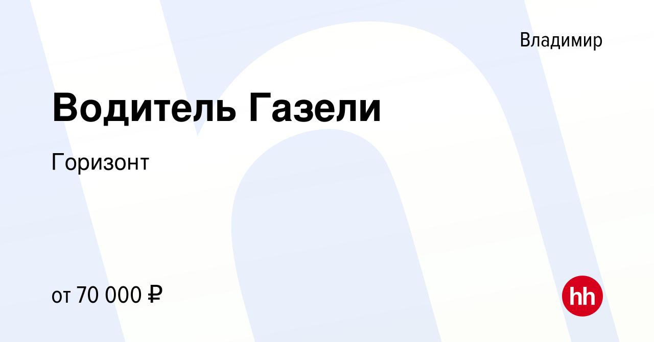 Вакансия Водитель Газели во Владимире, работа в компании Горизонт (вакансия  в архиве c 4 декабря 2023)