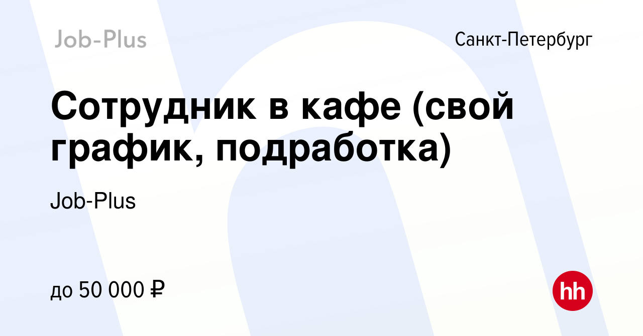 Вакансия Сотрудник в кафе (свой график, подработка) в Санкт-Петербурге,  работа в компании Job-Plus (вакансия в архиве c 23 декабря 2023)