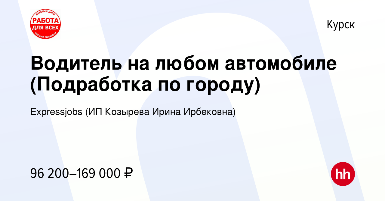 Вакансия Водитель на любом автомобиле (Подработка по городу) в Курске,  работа в компании Expressjobs (ИП Козырева Ирина Ирбековна) (вакансия в  архиве c 24 декабря 2023)