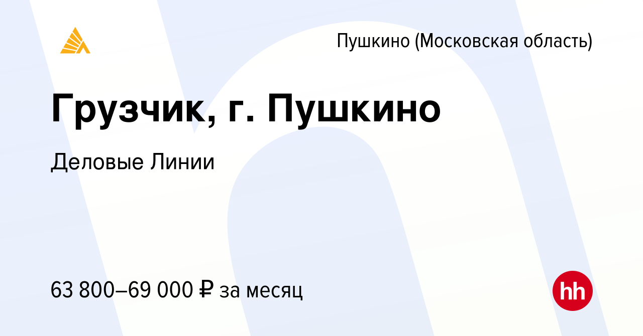 Вакансия Грузчик, г. Пушкино в Пушкино (Московская область) , работа в  компании Деловые Линии (вакансия в архиве c 11 декабря 2023)