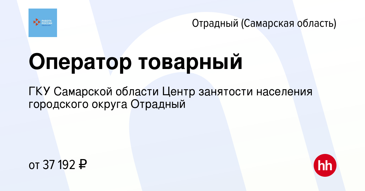 Вакансия Оператор товарный в Отрадном, работа в компании ГКУ Самарской  области Центр занятости населения городского округа Отрадный (вакансия в  архиве c 14 января 2024)