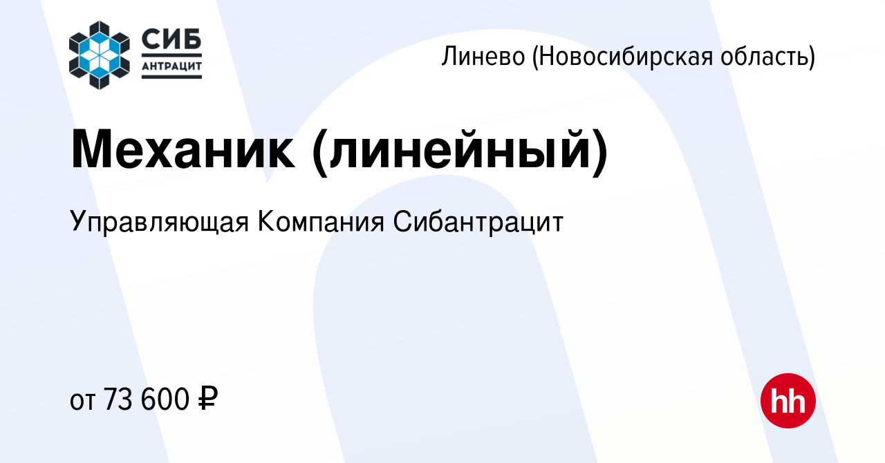 Вакансия Механик (линейный) в Линеве (Новосибирская область), работа в  компании Управляющая Компания Сибантрацит (вакансия в архиве c 2 февраля  2024)