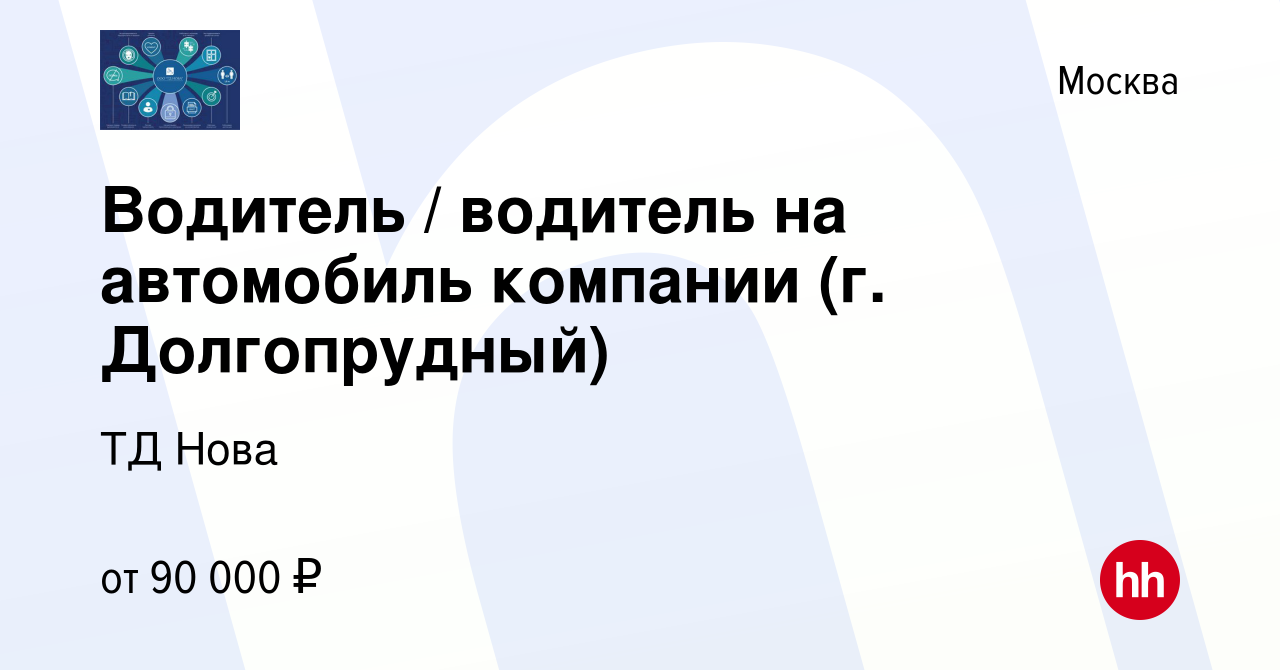 Вакансия Водитель / водитель на автомобиль компании (г. Долгопрудный) в  Москве, работа в компании ТД Нова (вакансия в архиве c 10 января 2024)