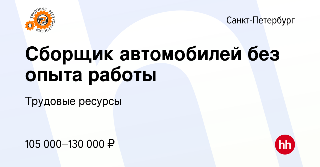 Вакансия Сборщик автомобилей без опыта работы в Санкт-Петербурге, работа в  компании Трудовые ресурсы (вакансия в архиве c 12 января 2024)