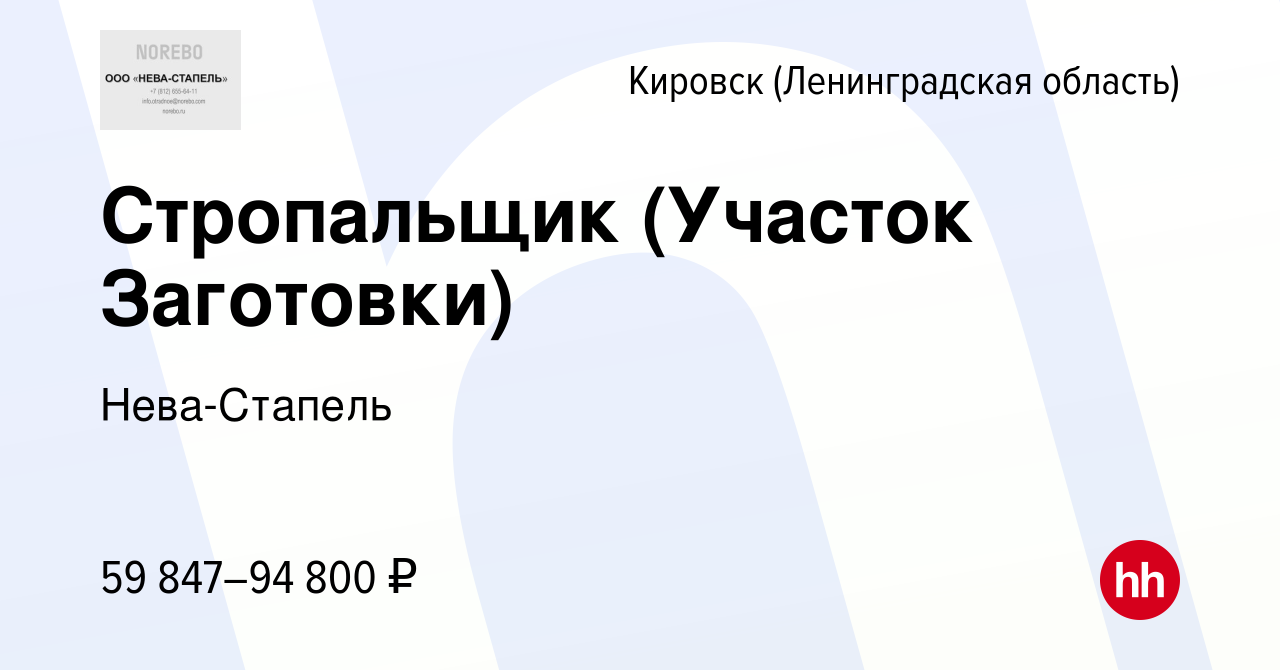 Вакансия Стропальщик (Участок Заготовки) в Кировске, работа в компании  Нева-Стапель (вакансия в архиве c 24 января 2024)