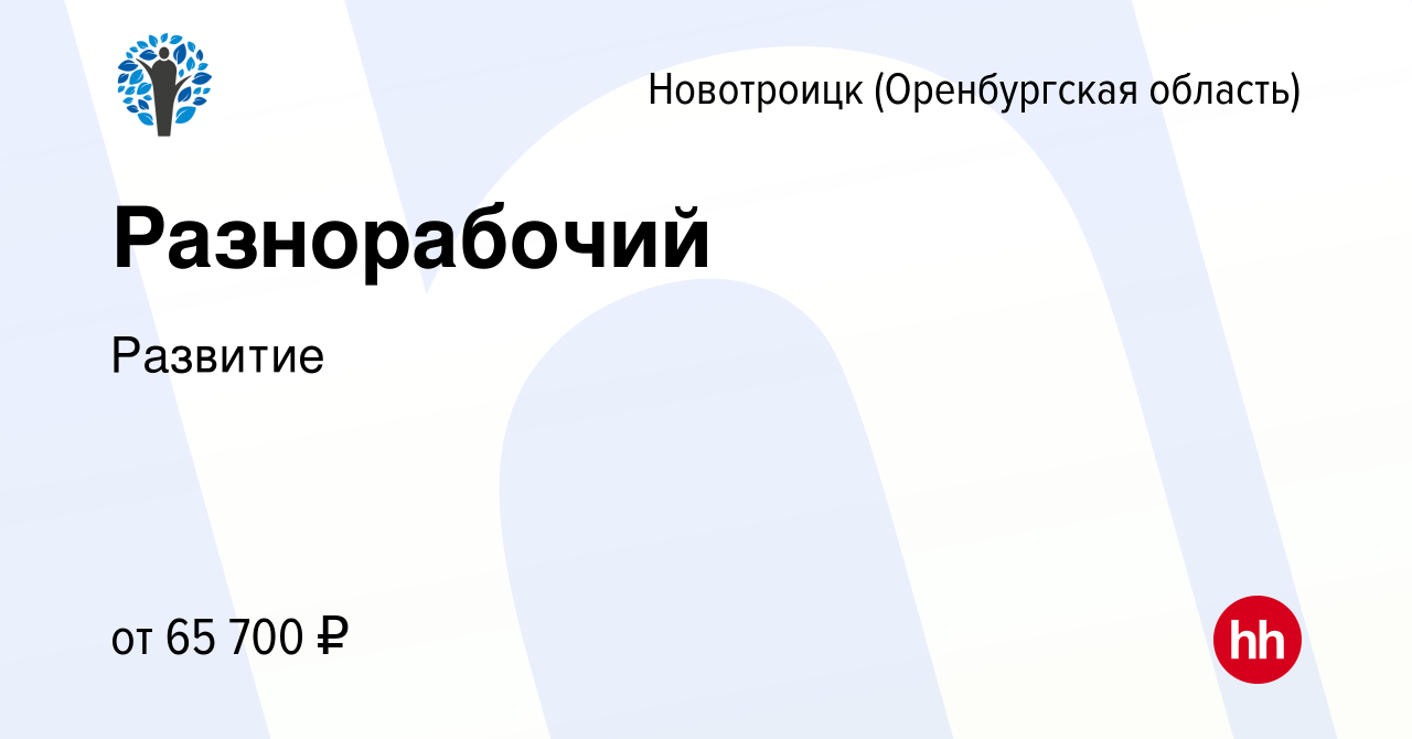 Вакансия Разнорабочий в Новотроицке(Оренбургская область), работа в  компании Развитие (вакансия в архиве c 8 февраля 2024)