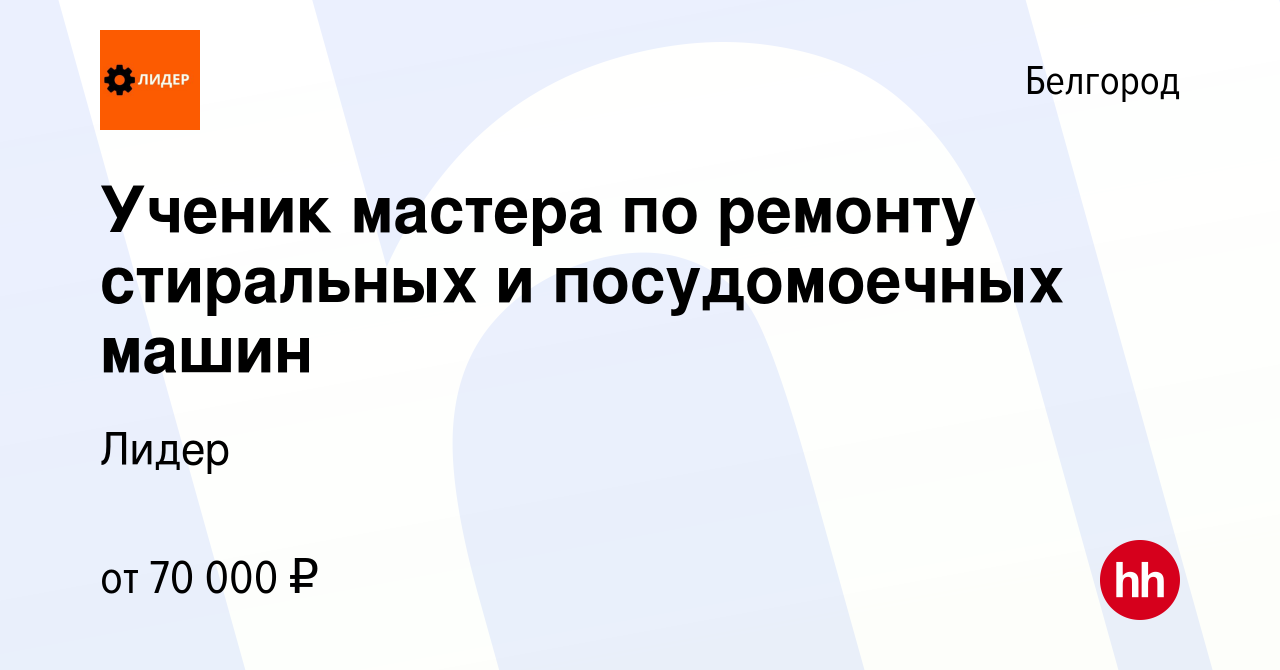 Вакансия Ученик мастера по ремонту стиральных и посудомоечных машин в  Белгороде, работа в компании Лидер (вакансия в архиве c 14 февраля 2024)