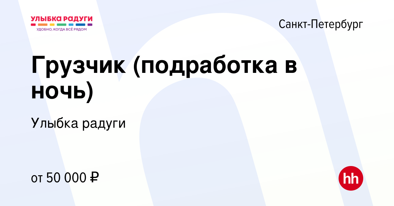 Вакансия Грузчик (подработка в ночь) в Санкт-Петербурге, работа в компании  Улыбка радуги (вакансия в архиве c 15 февраля 2024)