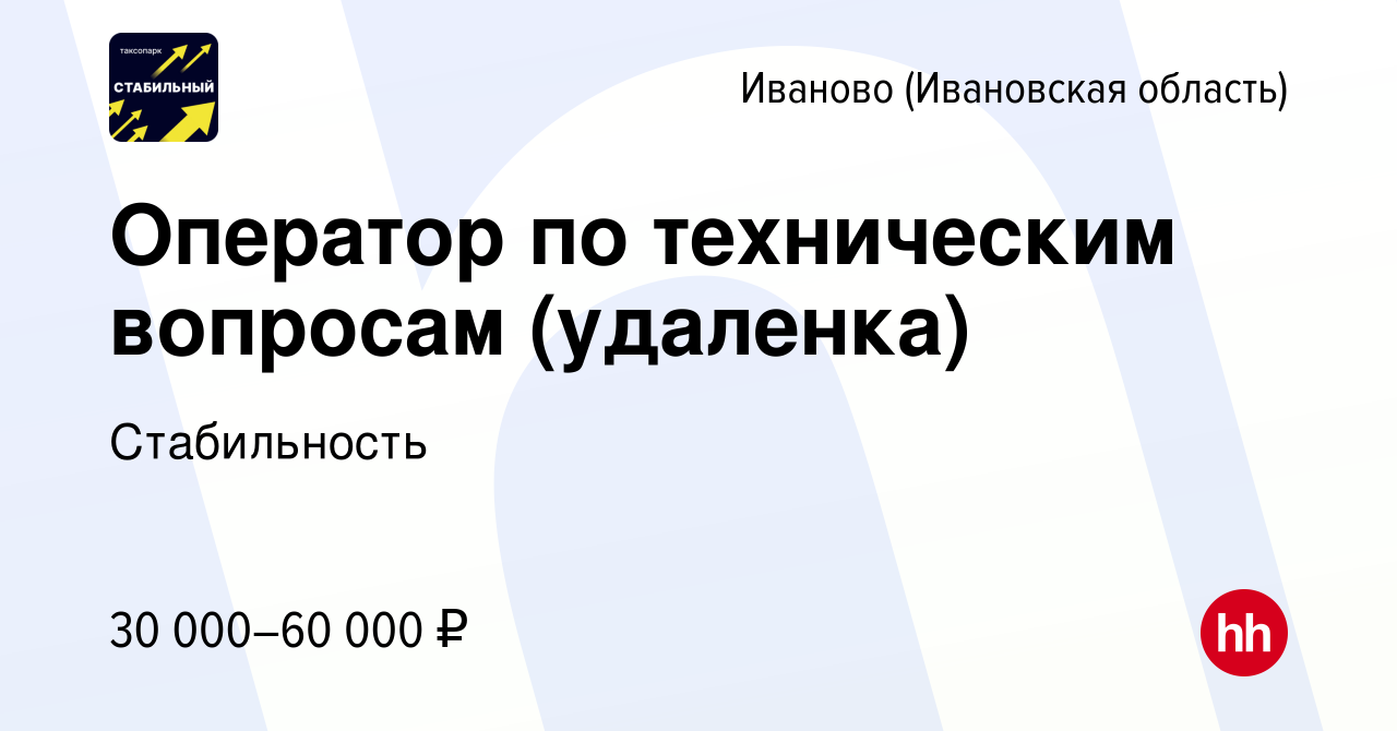 Вакансия Оператор по техническим вопросам (удаленка) в Иваново, работа в  компании Стабильность (вакансия в архиве c 16 февраля 2024)