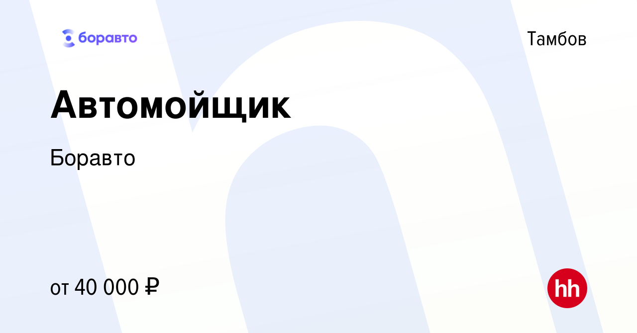 Вакансия Автомойщик в Тамбове, работа в компании Боравто (вакансия в архиве  c 13 февраля 2024)