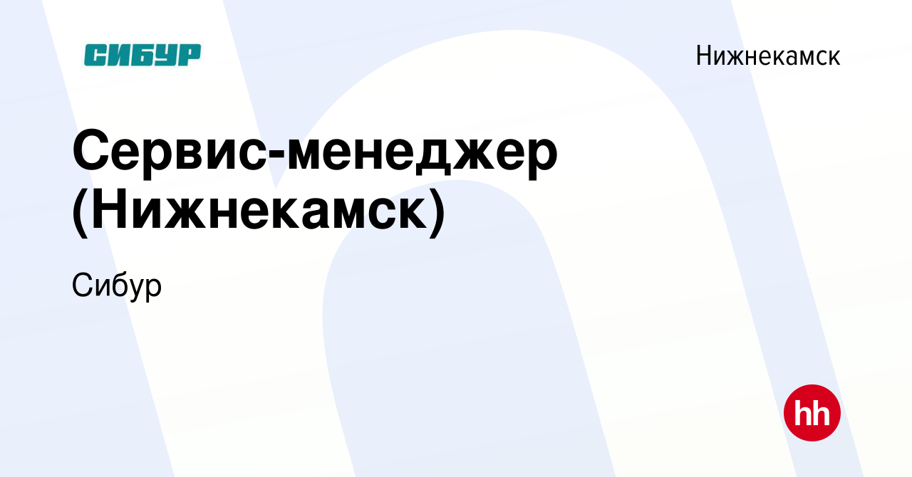 Вакансия Сервис-менеджер (Нижнекамск) в Нижнекамске, работа в компании Сибур