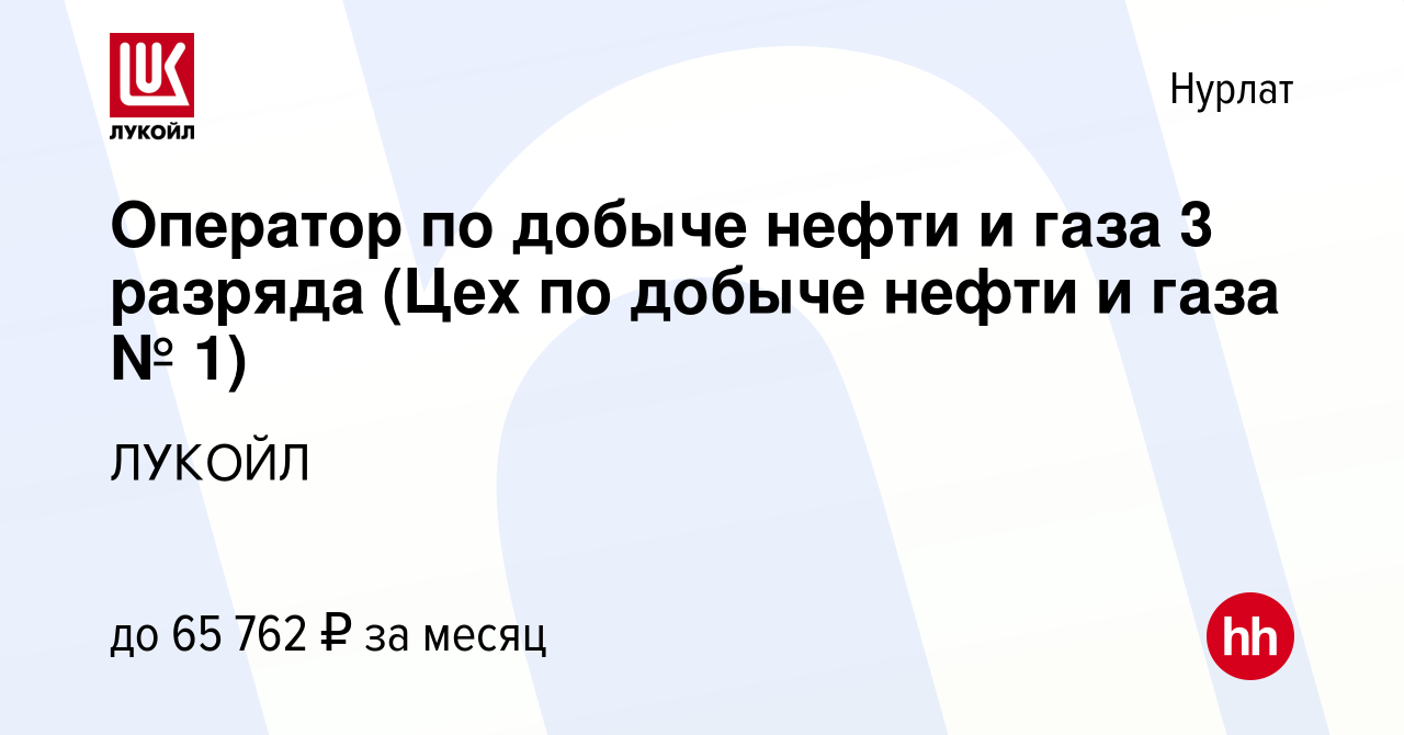 Вакансия Оператор по добыче нефти и газа 3 разряда (Цех по добыче нефти и  газа № 1) в Нурлате, работа в компании ЛУКОЙЛ (вакансия в архиве c 8 мая  2024)