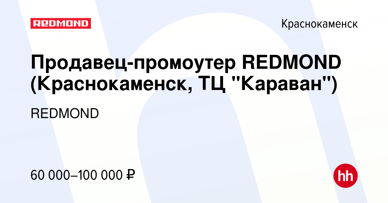 Вакансия Продавец-промоутер REDMOND (Краснокаменск, ТЦ 