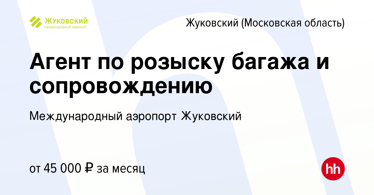 Вакансия Агент по розыску багажа и сопровождению в Жуковском, работа в  компании Международный аэропорт Жуковский