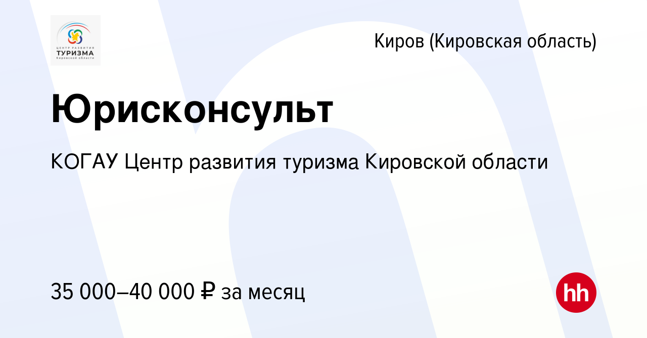 Вакансия Юрисконсульта отдела финансовой и правовой работы в Кирове