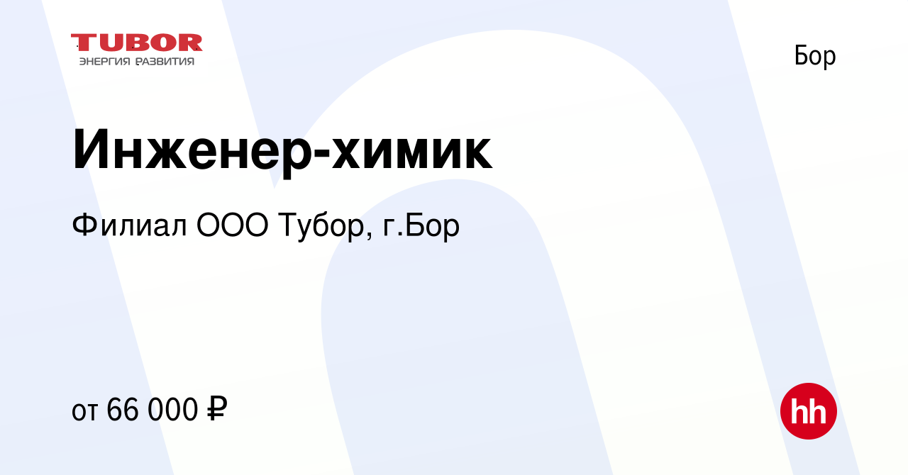 Вакансия Инженер-химик на Бору, работа в компании Филиал ООО Тубор, г.Бор  (вакансия в архиве c 10 мая 2024)