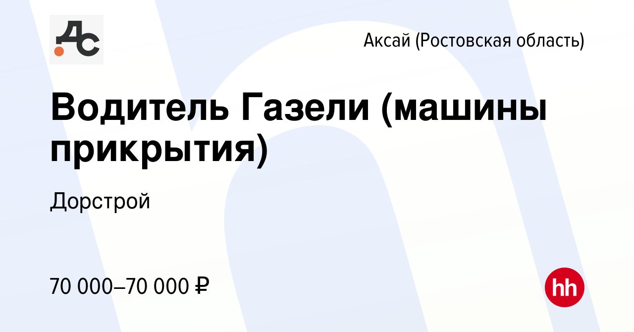 Вакансия Водитель Газели (машины прикрытия) в Аксае, работа в компании  Дорстрой (вакансия в архиве c 6 июля 2024)